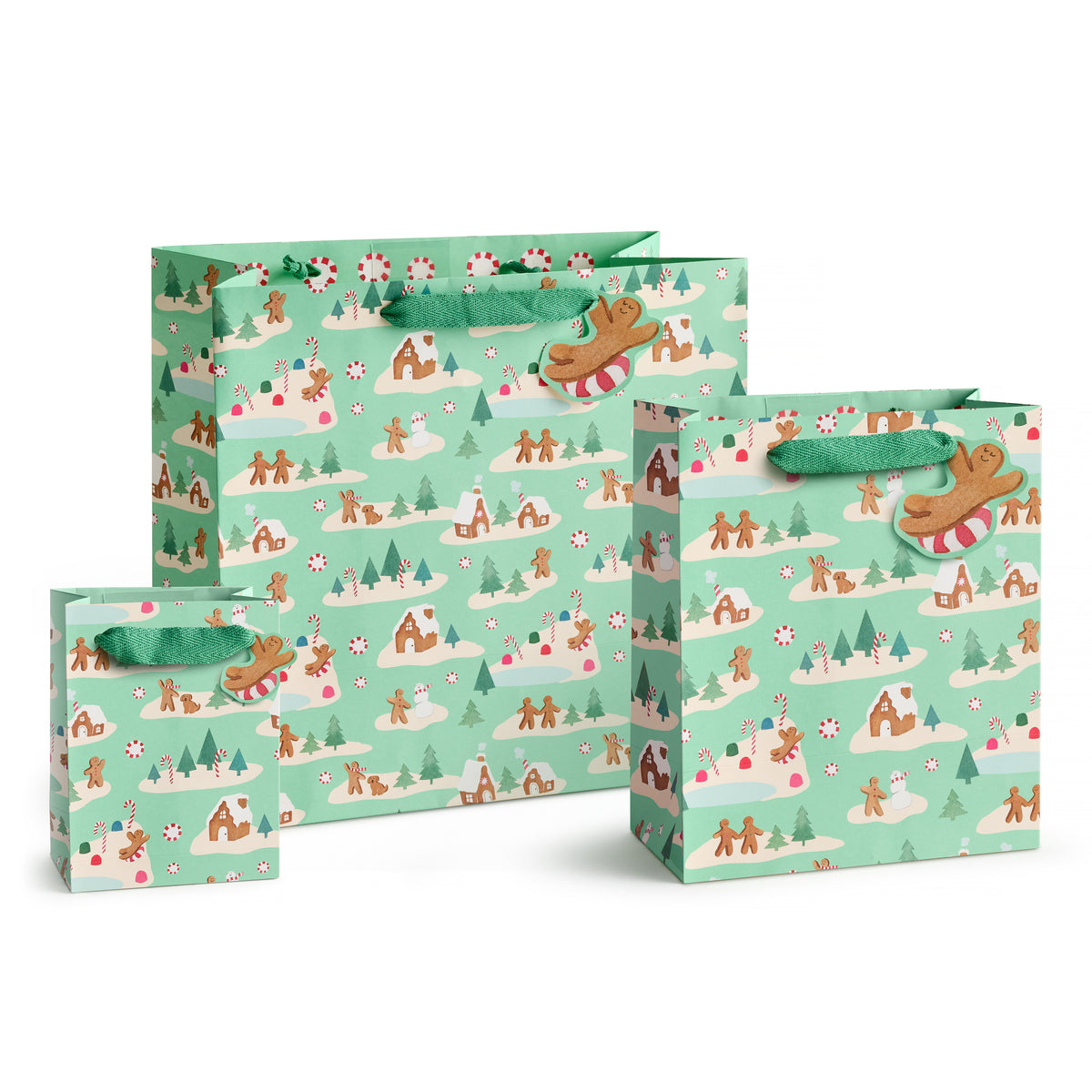 Mint Gingerbread Village Gift Bag - Small