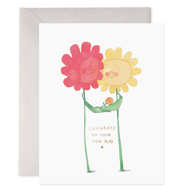congrats on your new bud card for new baby adoption flowers smiley card baby shower arrival
