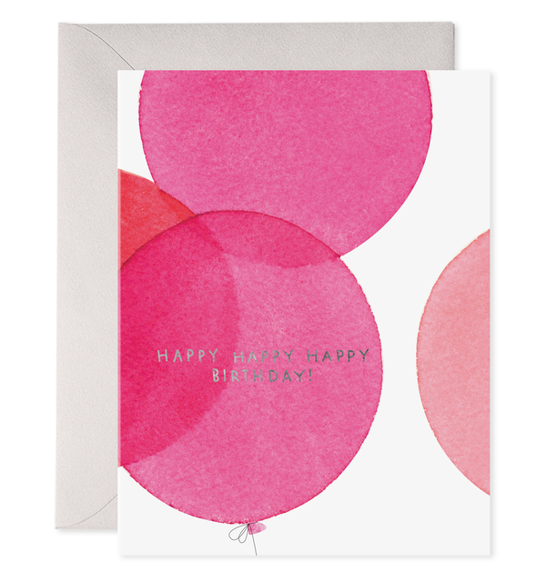 happy happy happy birthday bday card with pink balloons 
