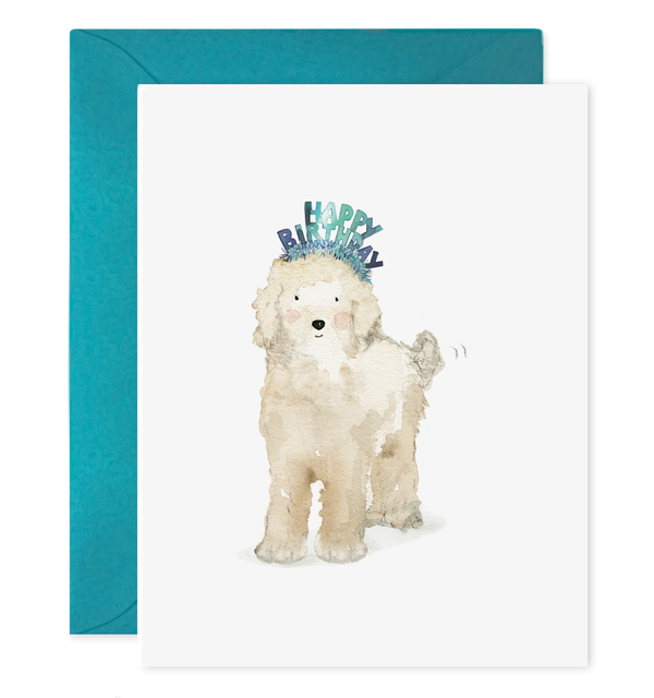 happy birthday dog card doodle white