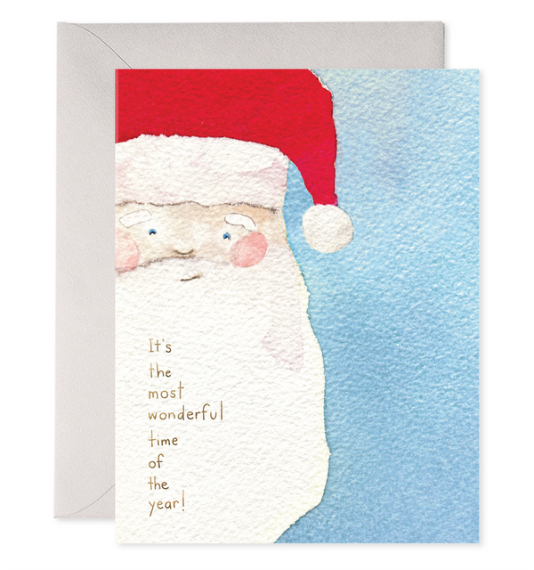 christmas card vintage santa watercolor its the most wonderful time of year
