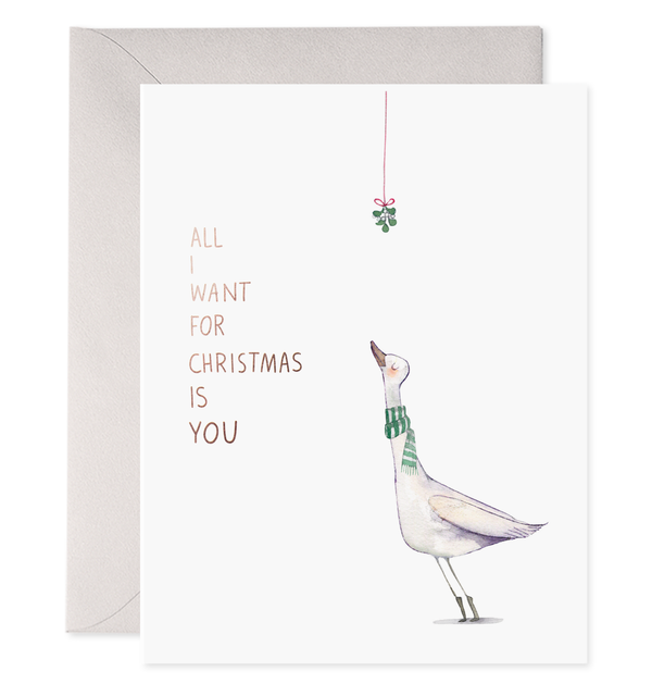 all i want for christmas is you cards boxed set goose duck kissing mistletoe
