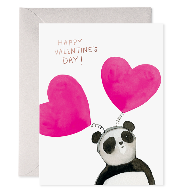 panda bear valentine happy valentine's day card