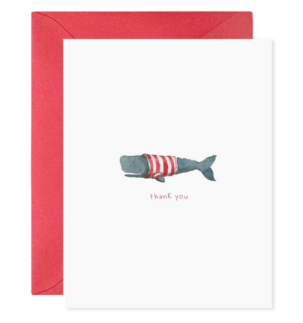 painted whale stationery watercolor thank you note card cards