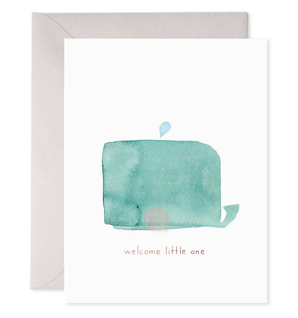 welcome little one baby card whale watercolor