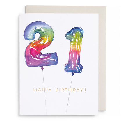 Helium 21 Birthday Greeting Card