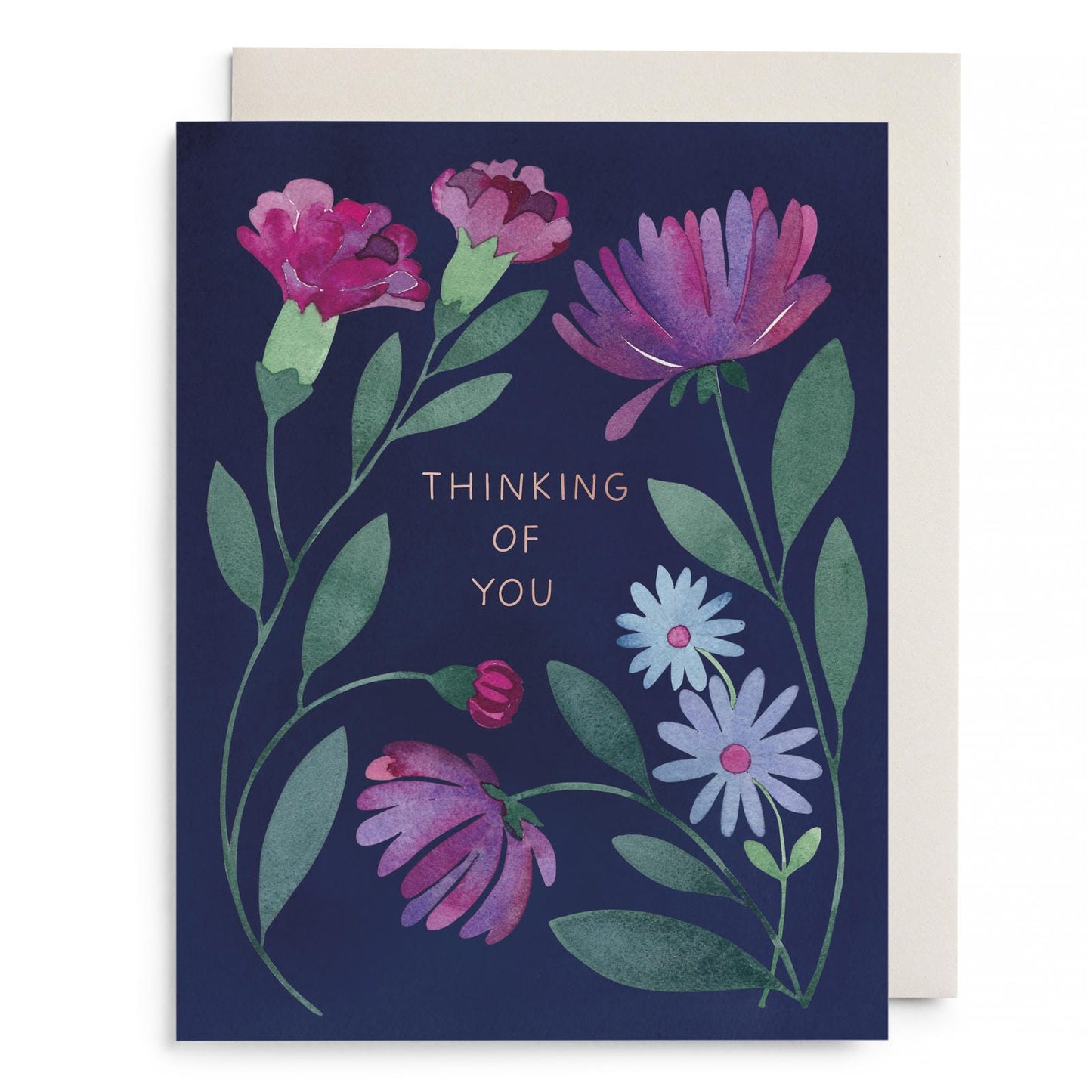 Purple Floral Thinking of You Greeting Card