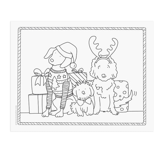 Holiday Doggies Coloring Page