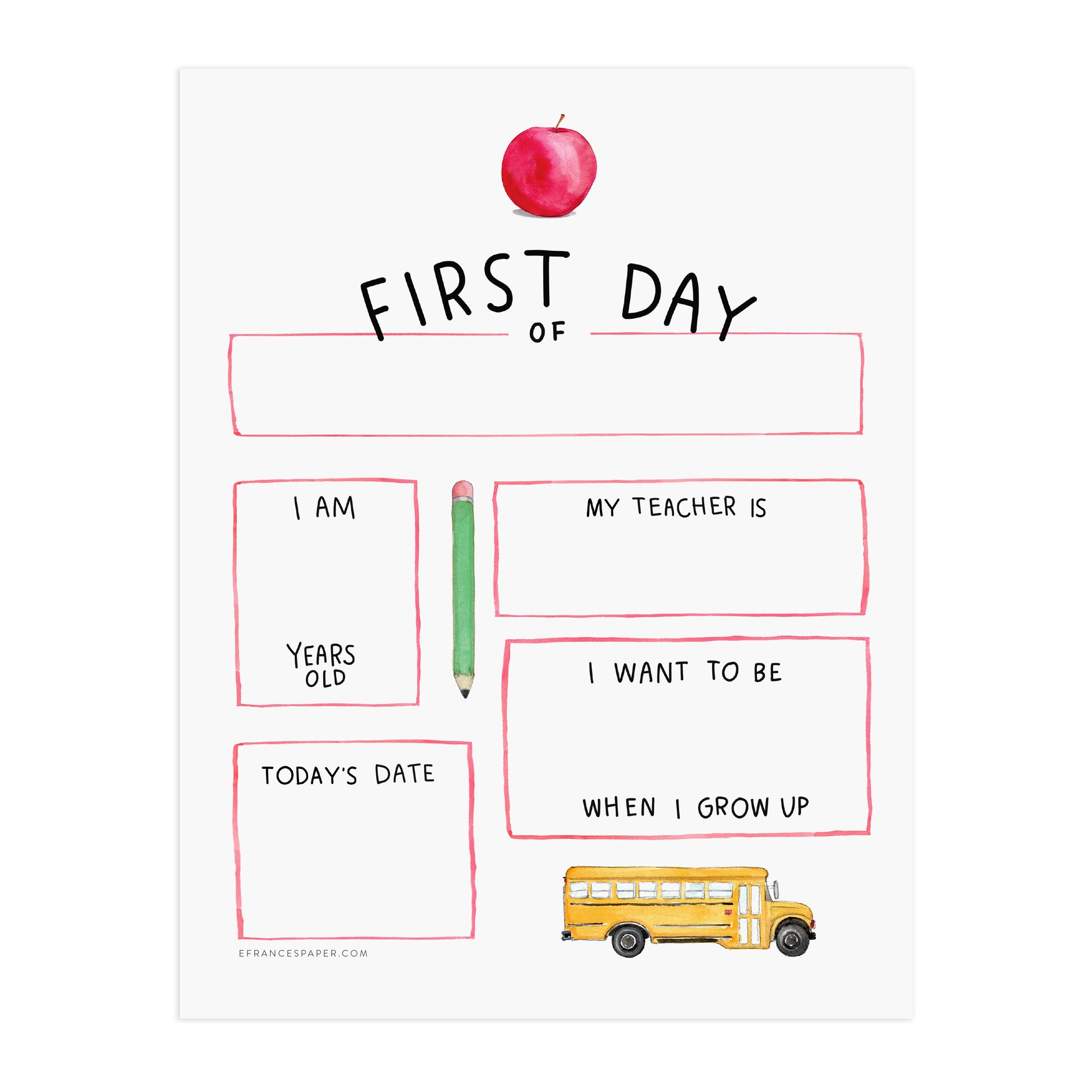 First Day of School Printable – E. Frances Paper first-day-of-school-printable-e-frances-paper