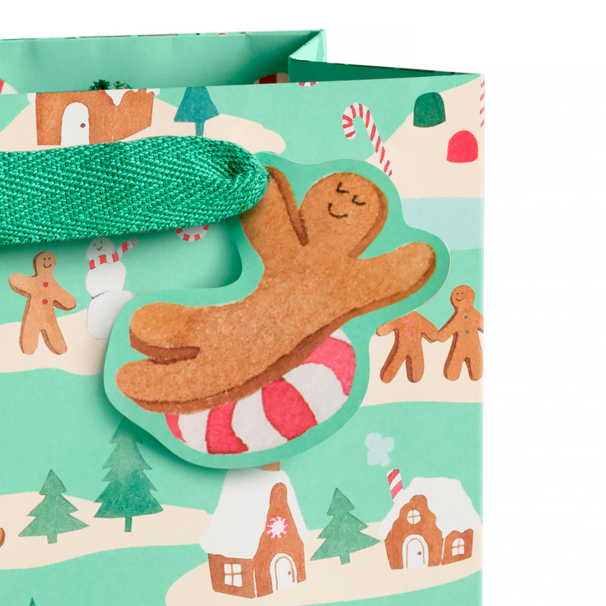 Mint Gingerbread Village Gift Bag - Small