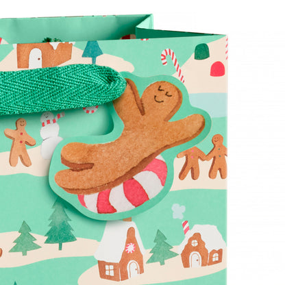 Mint Gingerbread Village Gift Bag - Large