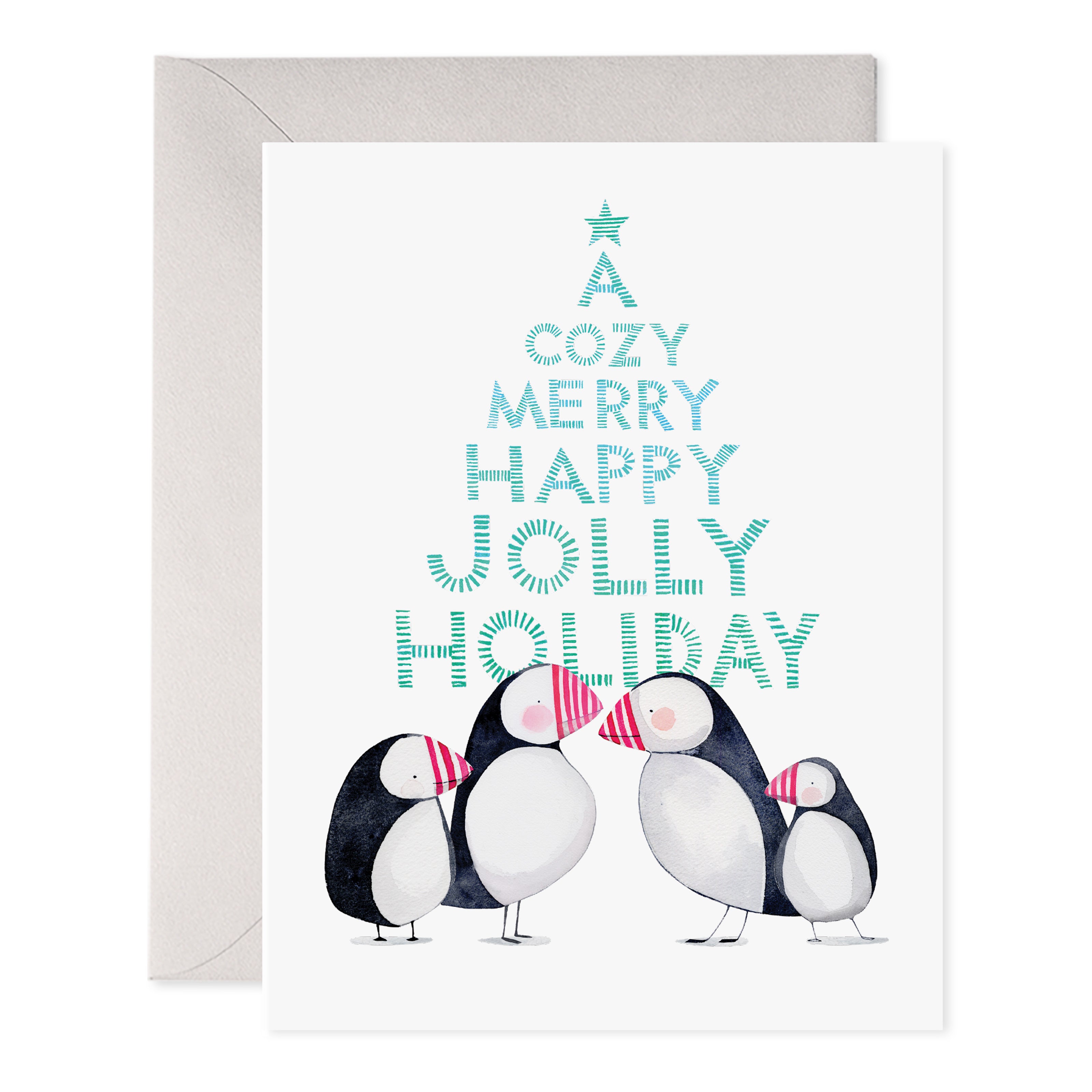 Jolly Puffins Holiday Card – E. Frances Paper