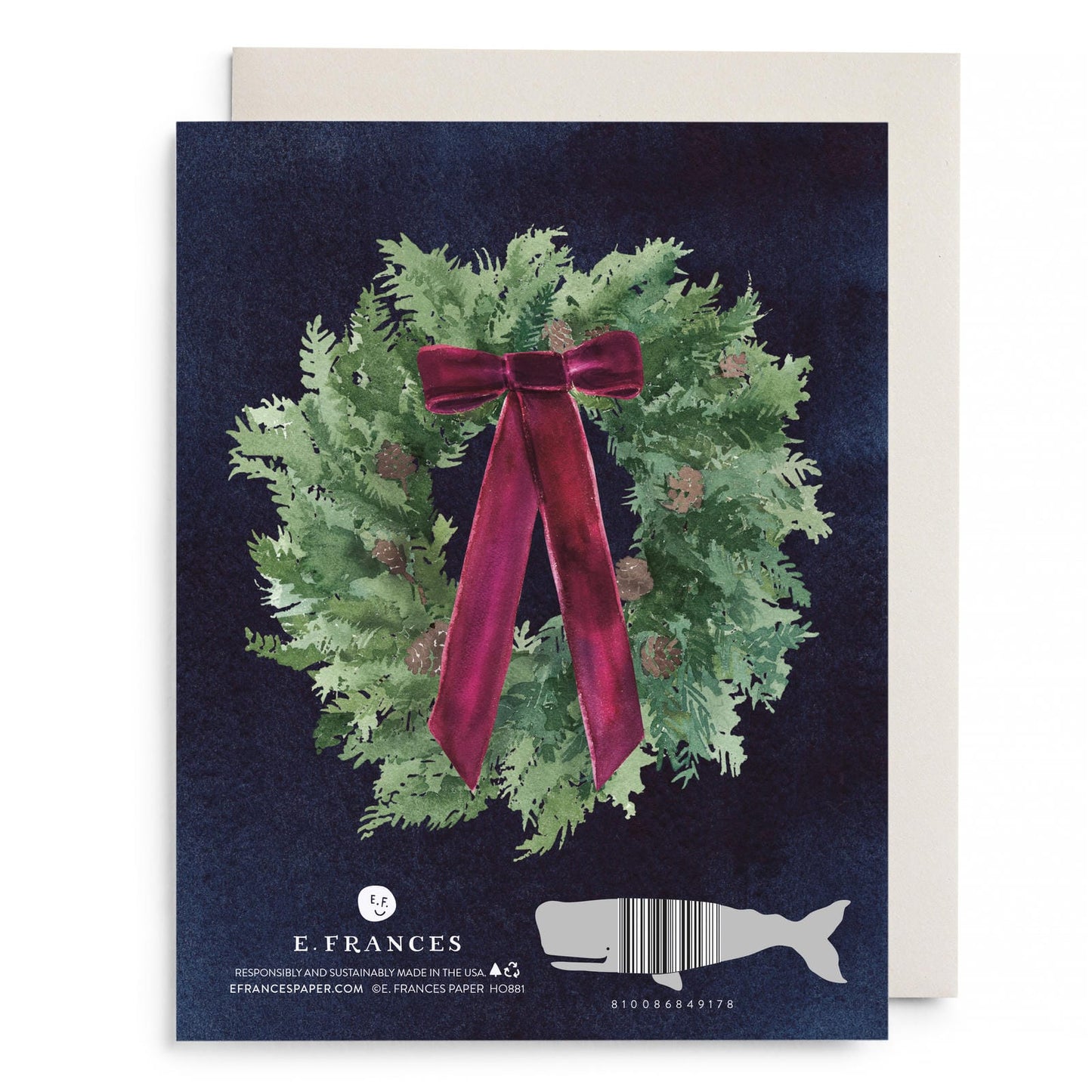 Velvet Bow Wreath Greeting Card