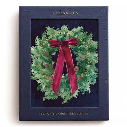 Velvet Bow Wreath Greeting Card