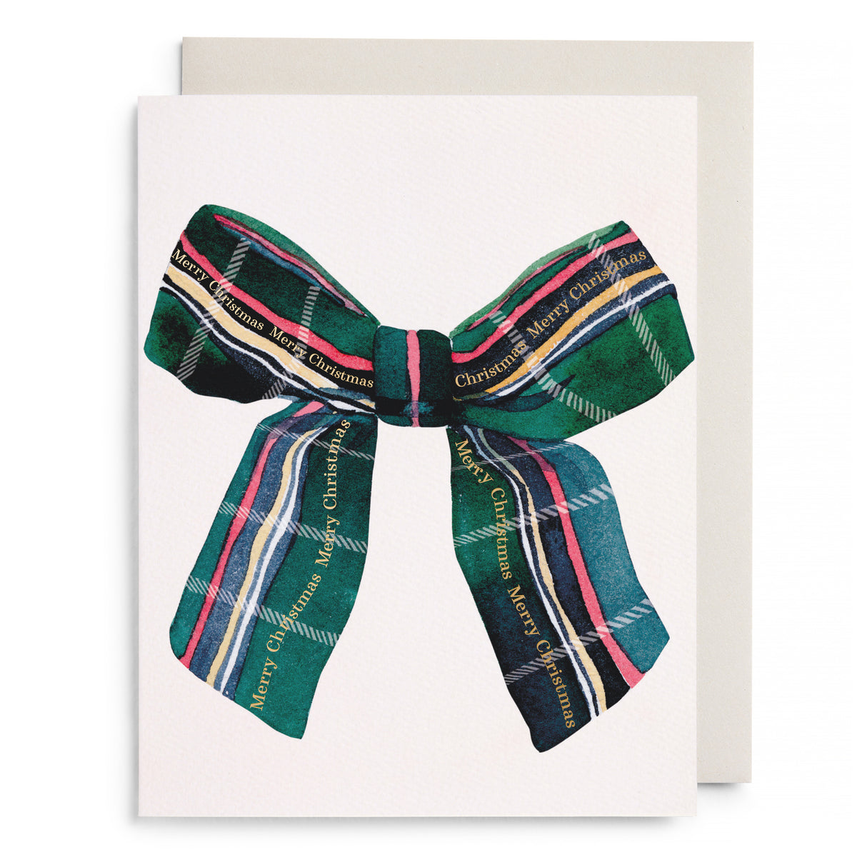 Christmas Plaid Bow Greeting Card