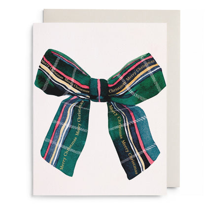 Christmas Plaid Bow Greeting Card