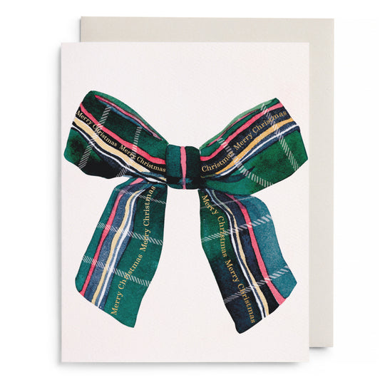 Christmas Plaid Bow Greeting Card