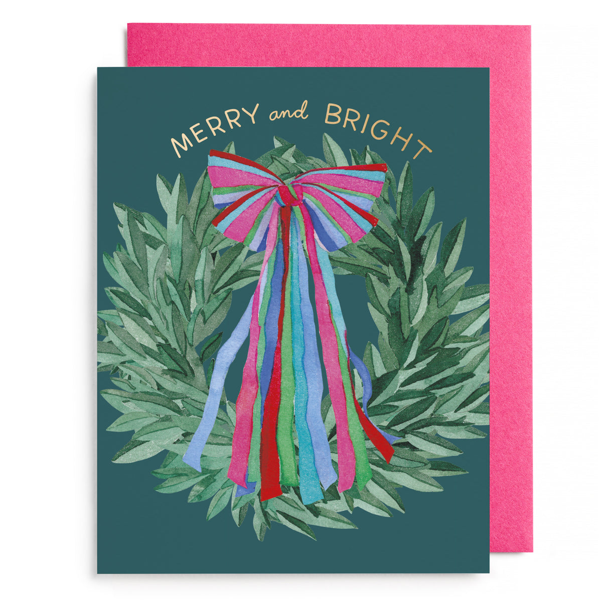 Colorful Bow Wreath Greeting Card