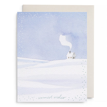 Snowy Cabin Holiday Greeting Card