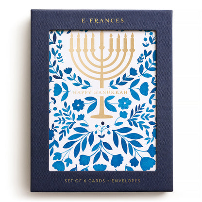 Floral Menorah Hanukkah Greeting Card