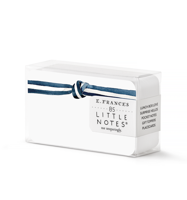 little notes notecards navy white striped ribbon