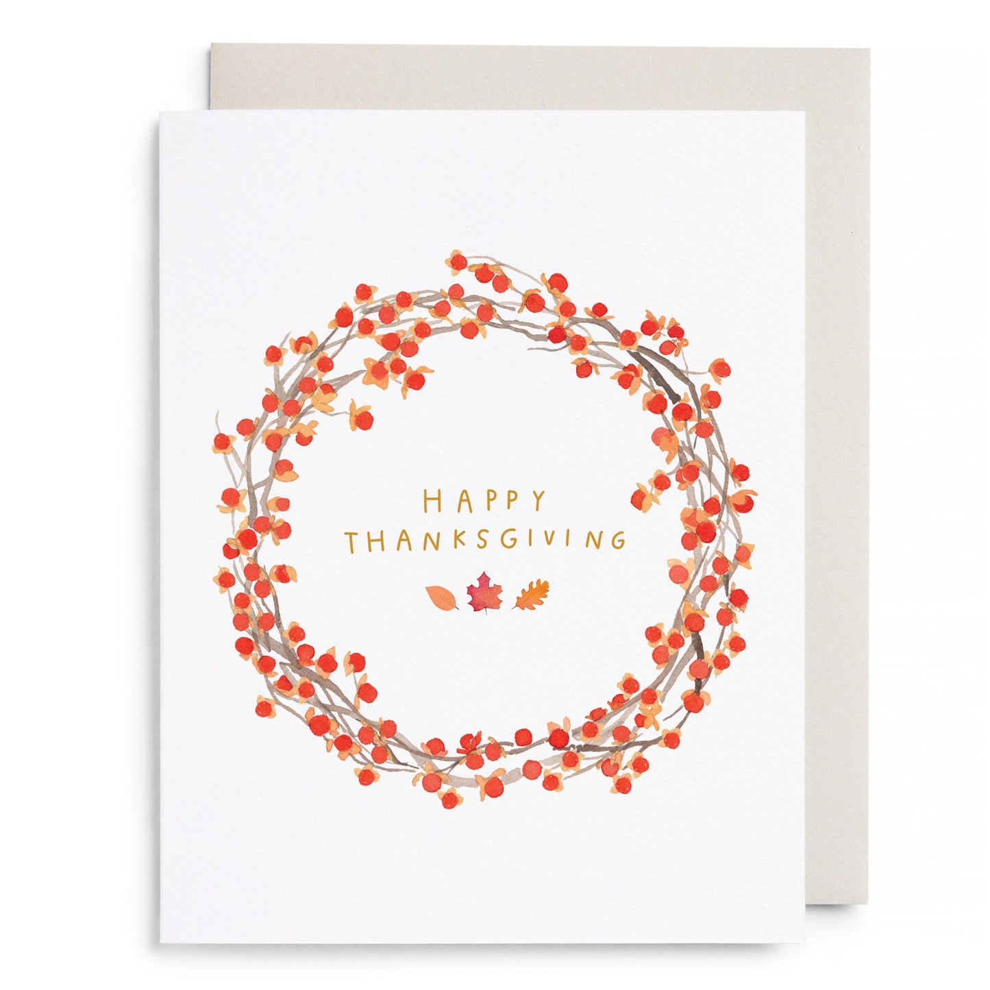 Autumn Berry Wreath Thanksgiving Greeting Card