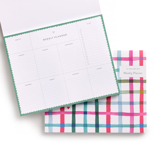 Happy Plaid Covered Weekly Planner