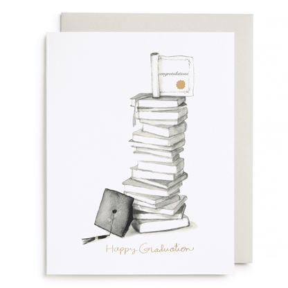 Grad Book Stack Greeting Card – E. Frances Paper