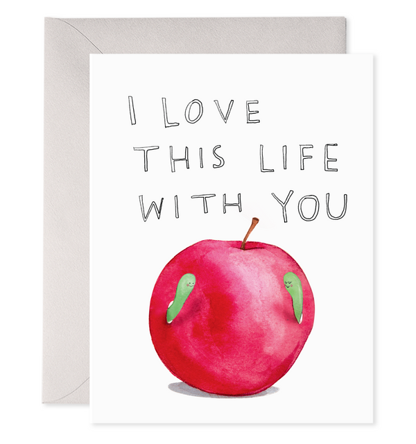 happy worms i love this life with you apple worms card