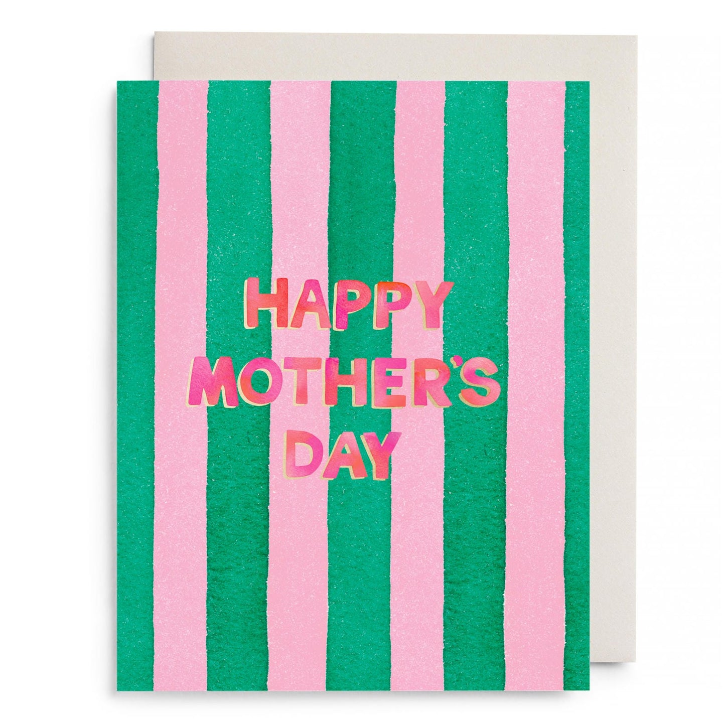 Pink and Green Striped Mother's Day Greeting Card