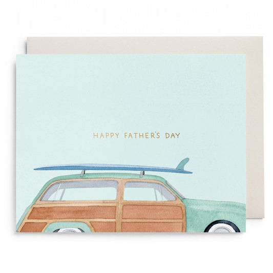 Woody Wagon Surf Dad Greeting Card