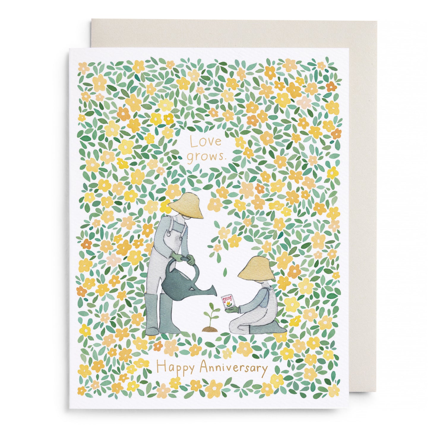 Yellow Garden Anniversary Greeting Card