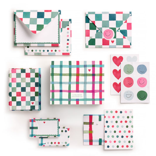 Happy Plaid Stationery Set