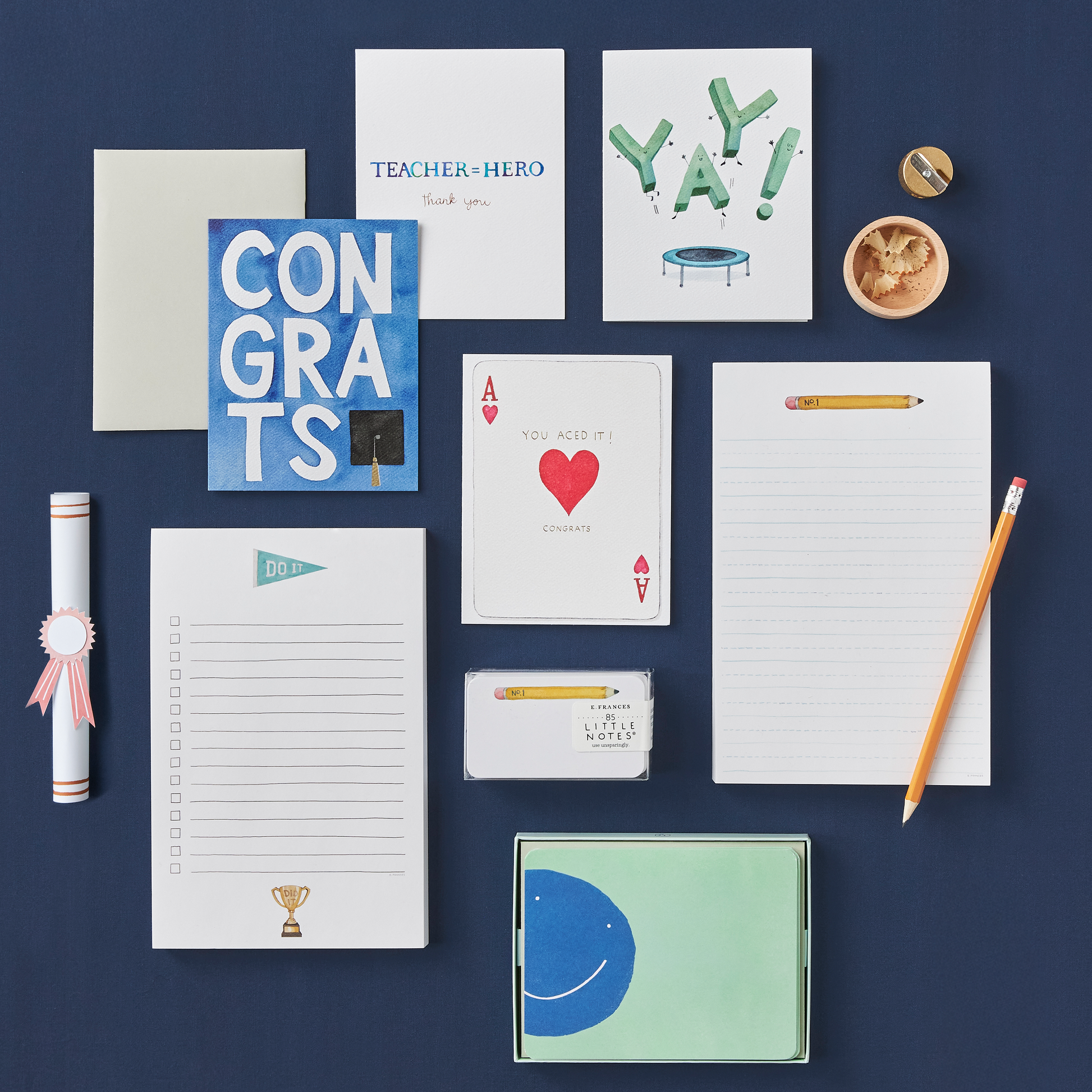 grad card notes Blue Congrats Grad Greeting Card