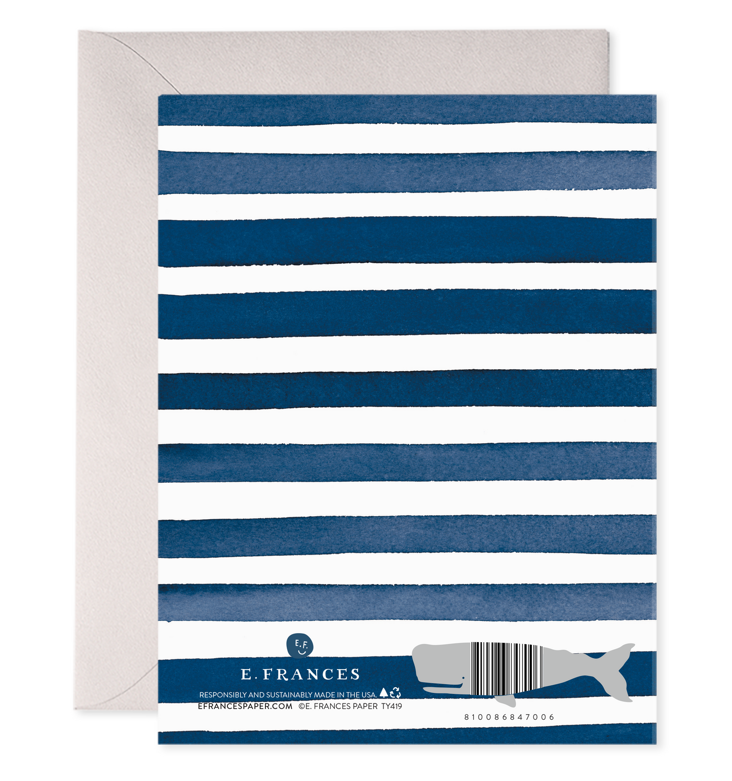 Navy Stripes Thank You Greeting Card