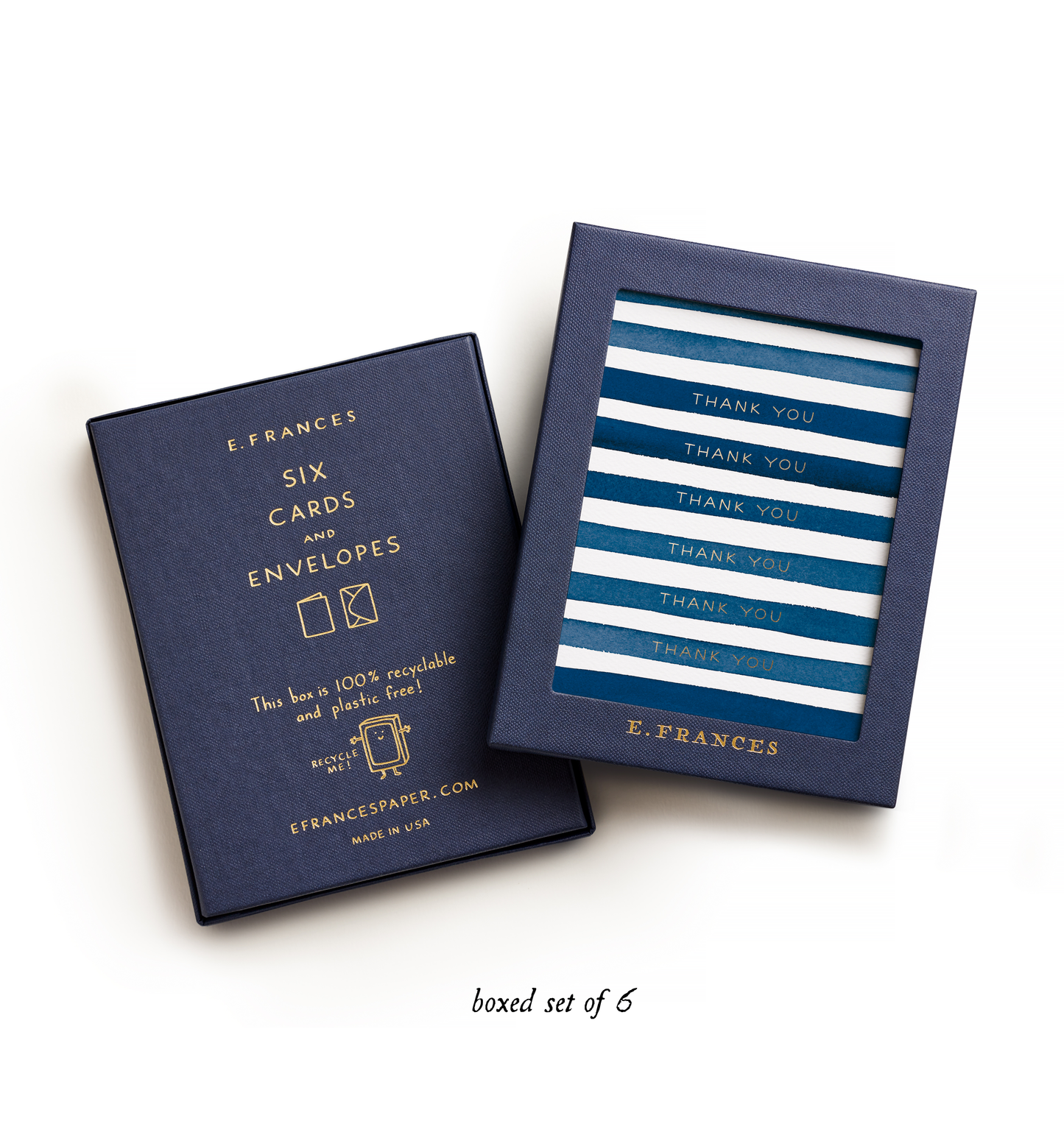 Navy Stripes Thank You Greeting Card