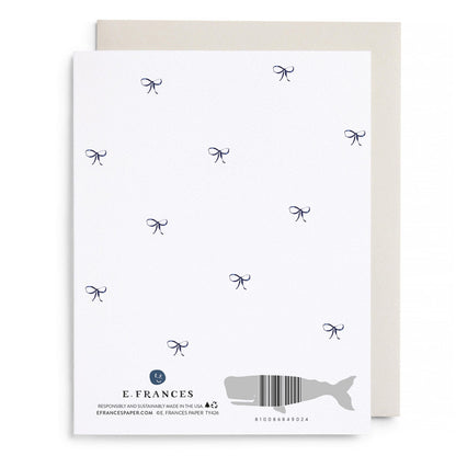 Big Navy Striped Bow Thank You Greeting Card