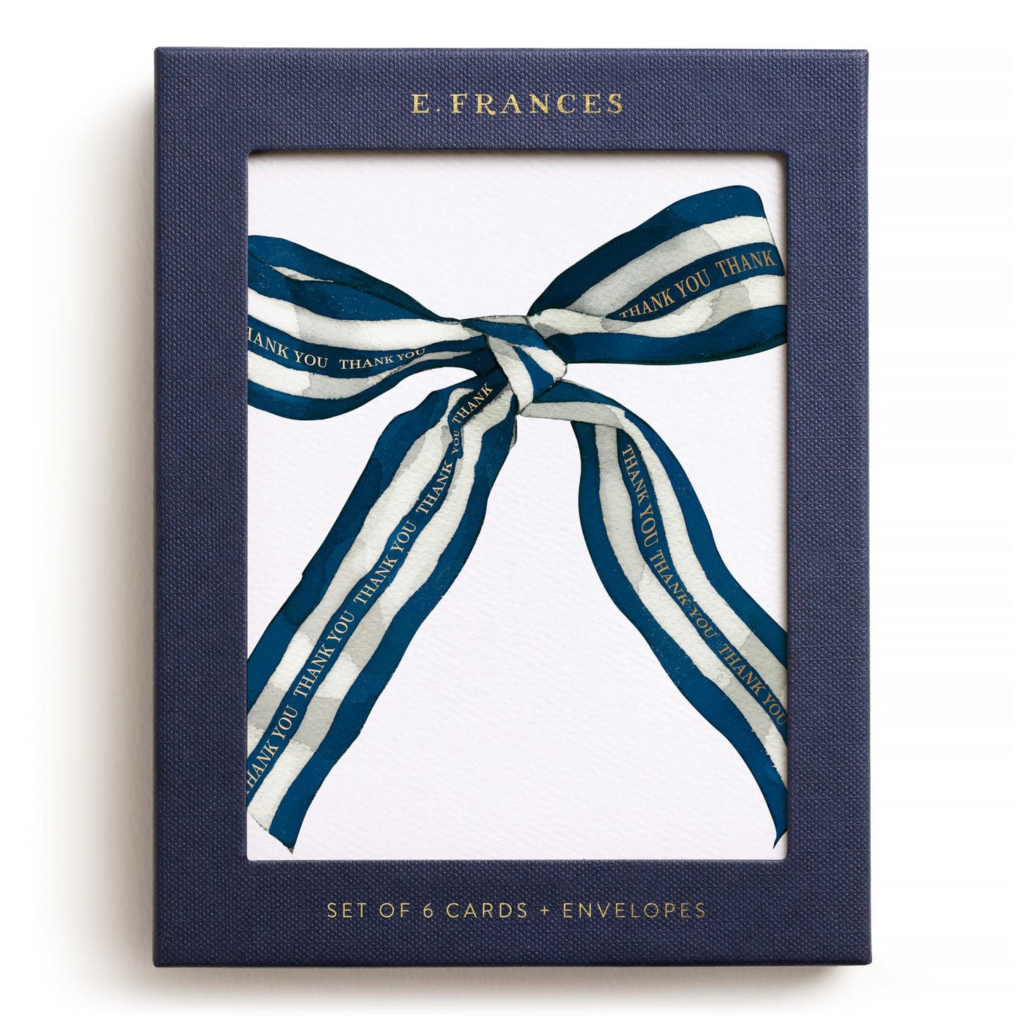 Big Navy Striped Bow Thank You Greeting Card
