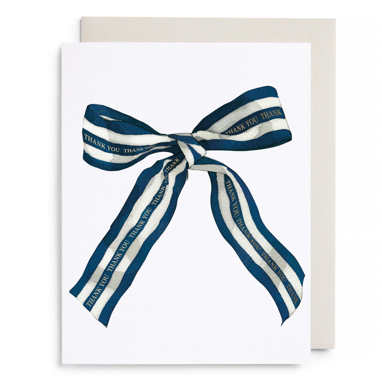 Big Navy Striped Bow Thank You Greeting Card