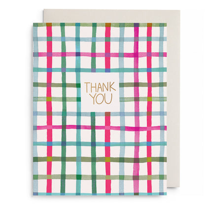 Happy Plaid Thank You Greeting Card
