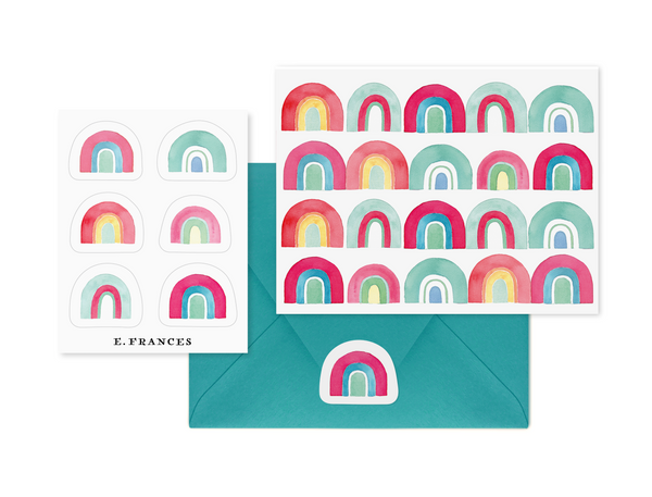 rainbow stationery set notecards stickers social paper stationary cards set blank