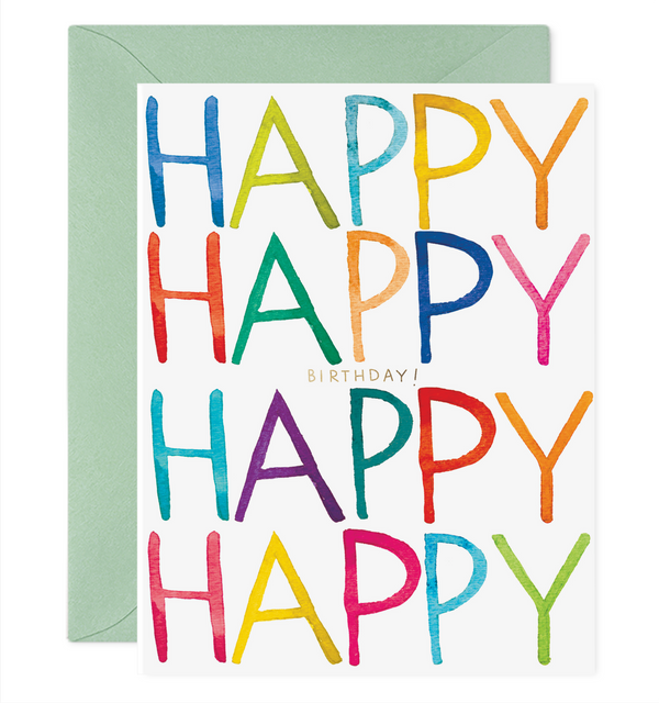 colorful happy birthday card painted watercolor fun bday card