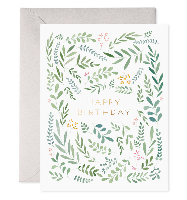 happy birthday bday card botanical flowers watercolor card pretty painted