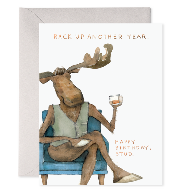 moose birthday card stud
