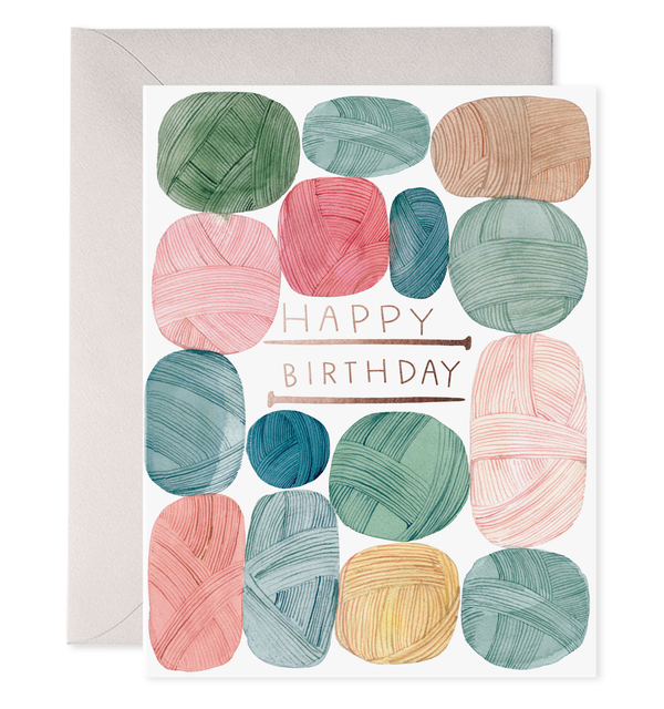 happy birthday card for a knitter knitting