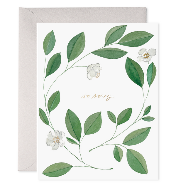 so sorry card with magnolia leaves condolence sympathy 
