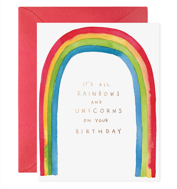 it's all rainbows and unicorns on your birthday colorful birthday card bday