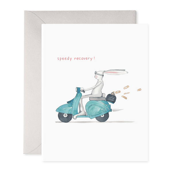 rabbit bunny speedy recovery scooter vespa get well card
