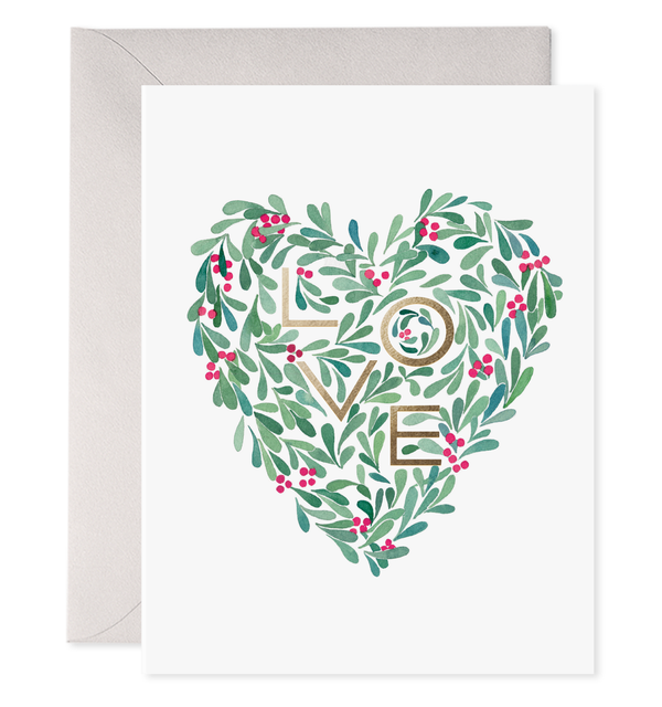 love holly heart christmas card box boxed set cards