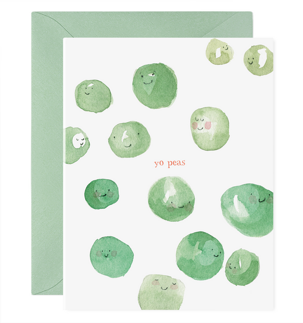 yo peas greeting card cute funny green peas watercolor card